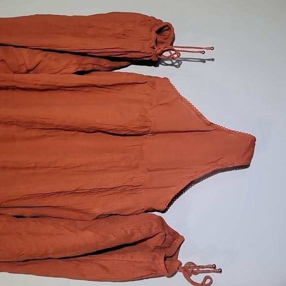 Free People Intimately Boho Rust Long Sleeve Off Shoulder Bodysuit Blouse - Picture 12 of 13